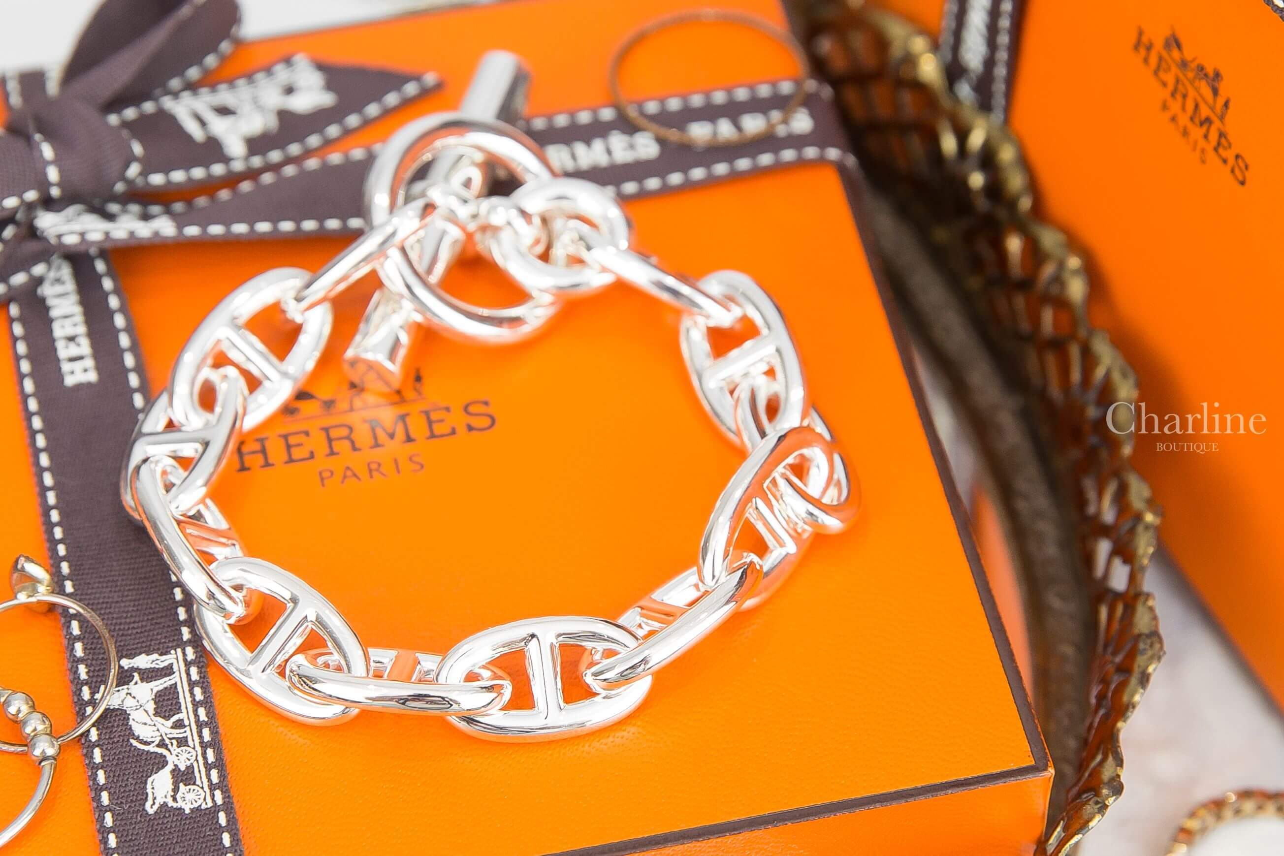 Hermès Chaine D'ancre Bracelet Large Model 銀色大型θ銀飾手鍊