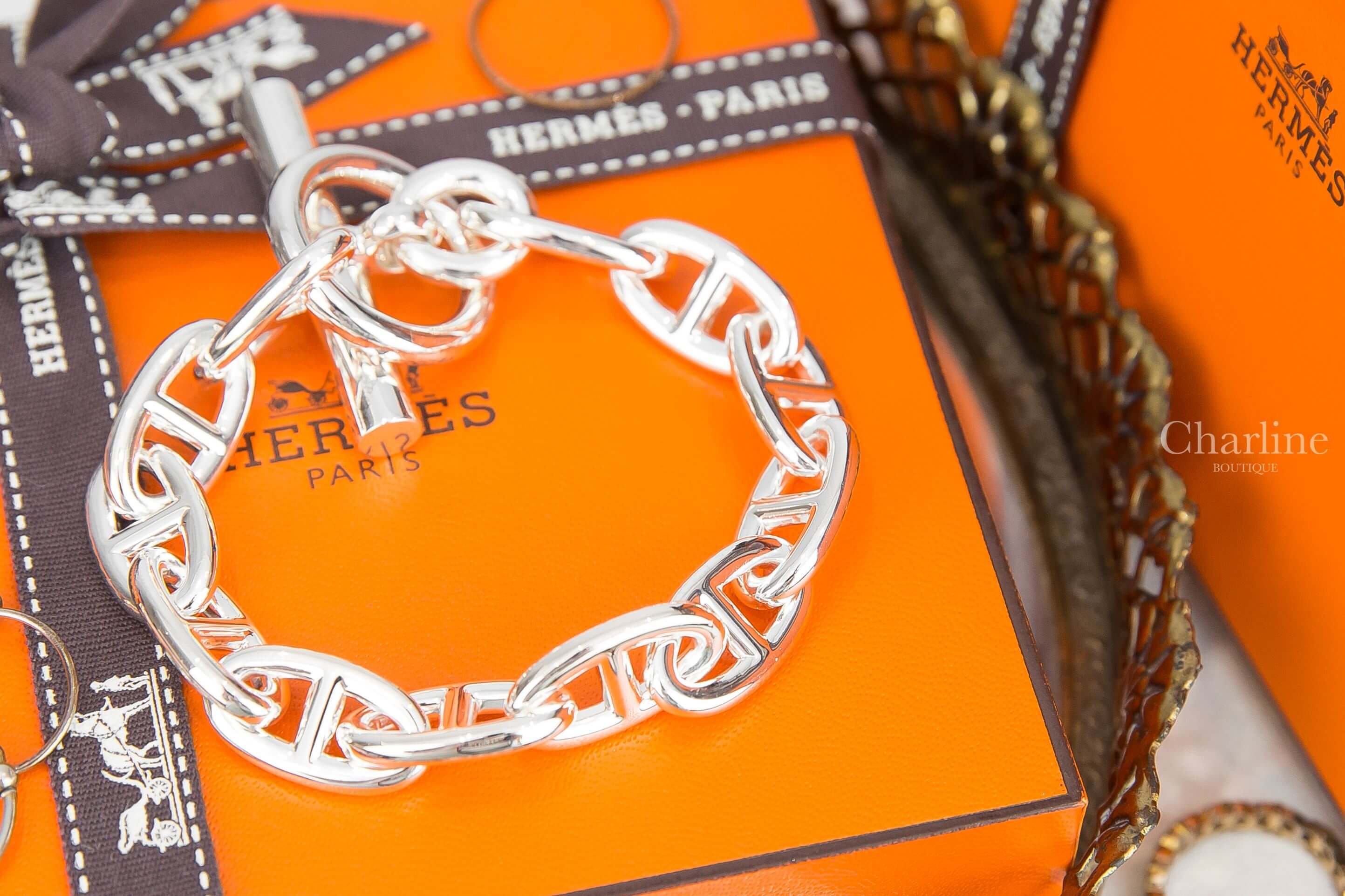 Hermès Chaine D'ancre Bracelet, Large Model 銀色大型θ銀飾手鍊-Charline Boutique 精品代購