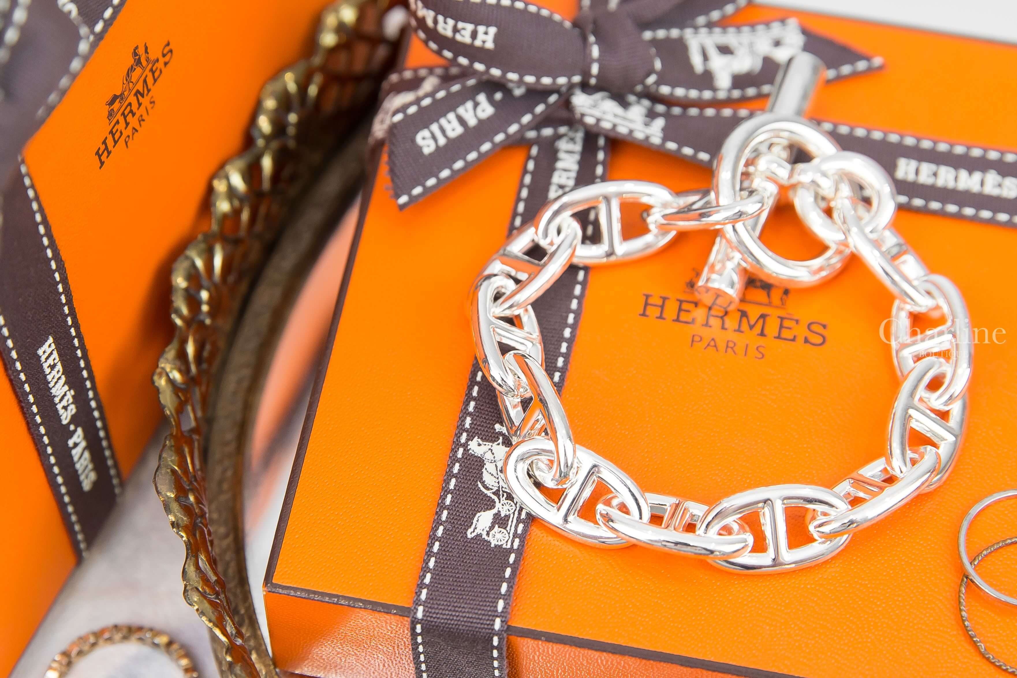 Hermès Chaine D'ancre Bracelet, Large Model 銀色大型θ銀飾手鍊-Charline Boutique 精品代購