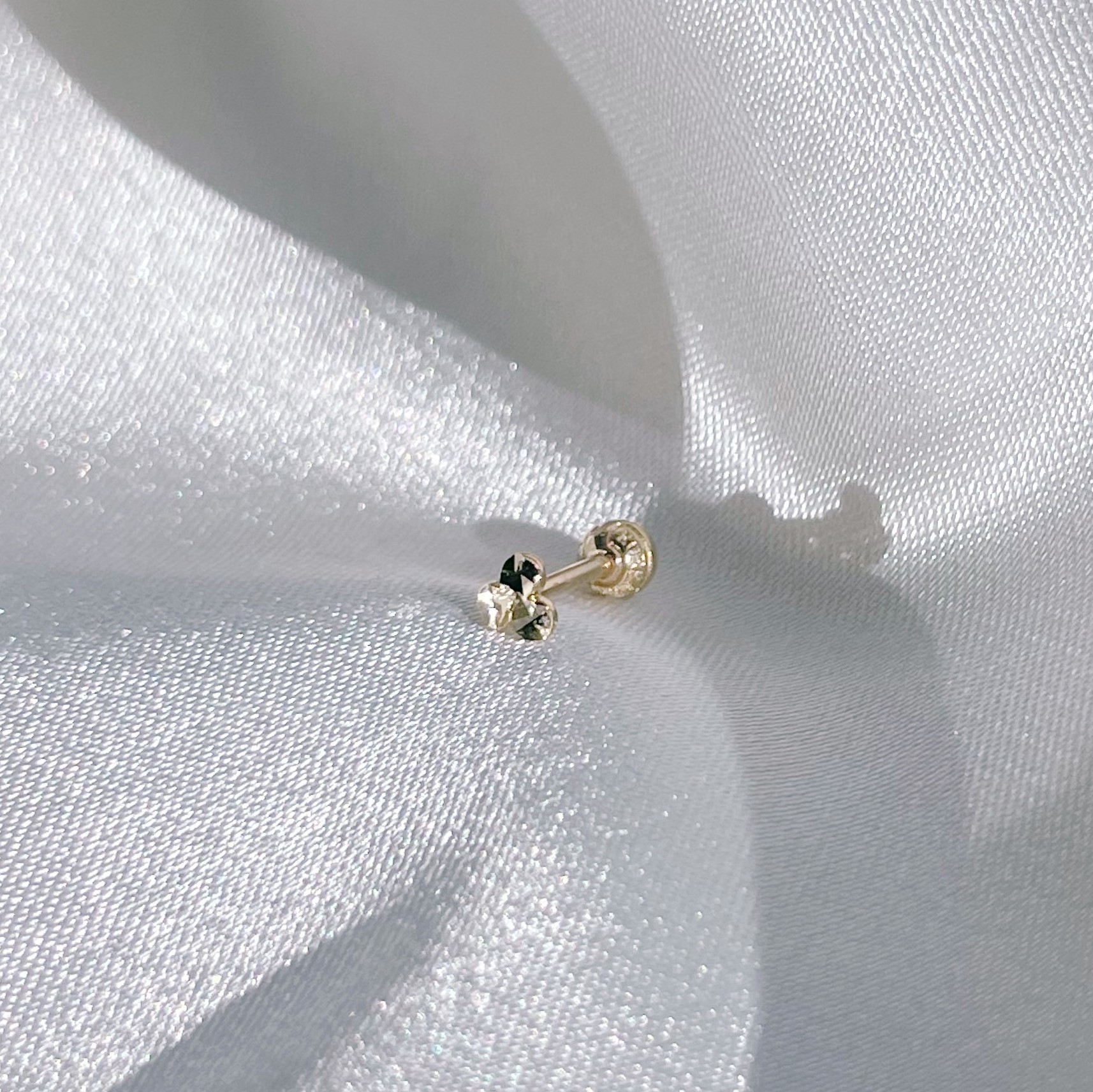 14K Triple Shine oblate轉珠耳環