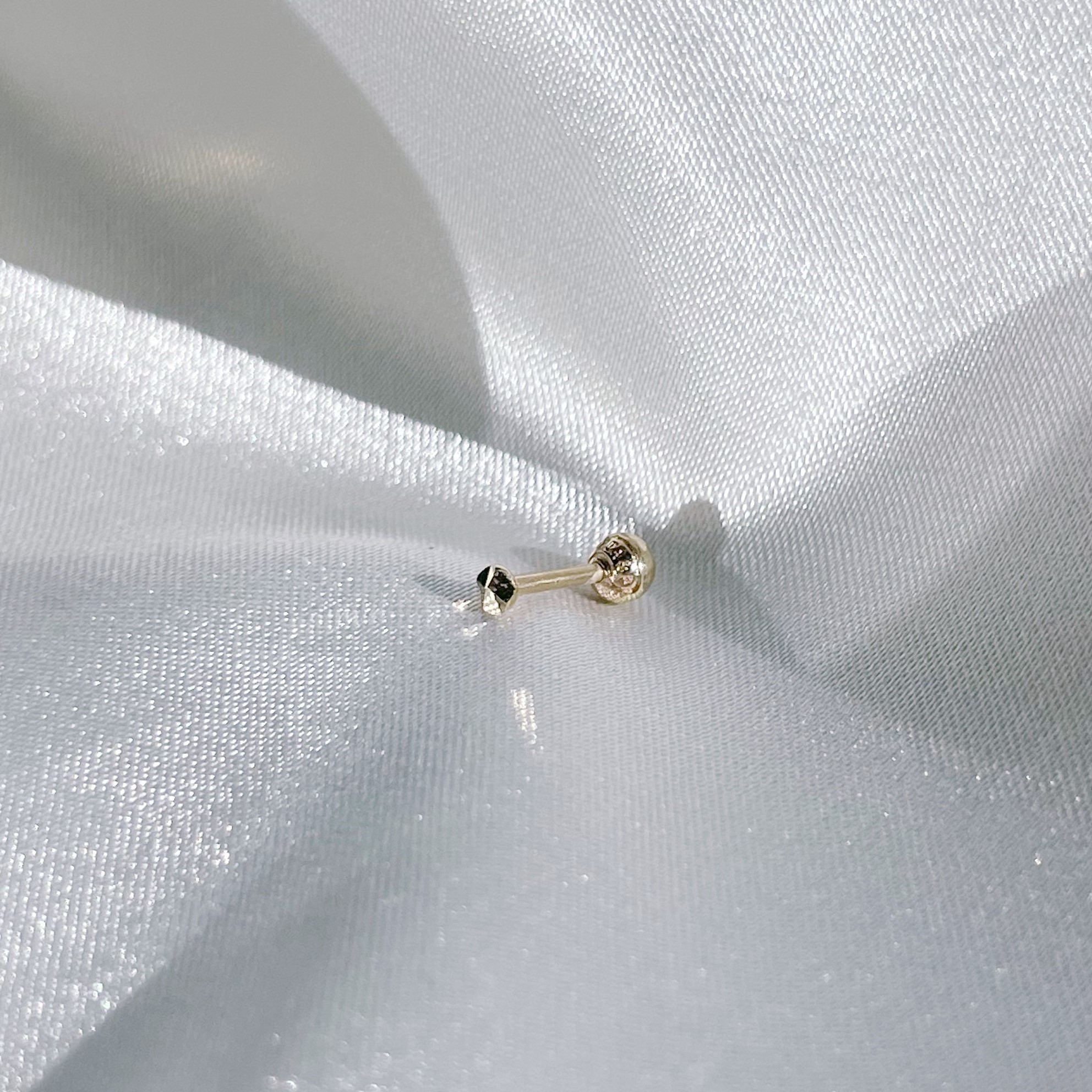 14K Single Shine oblate轉珠耳環