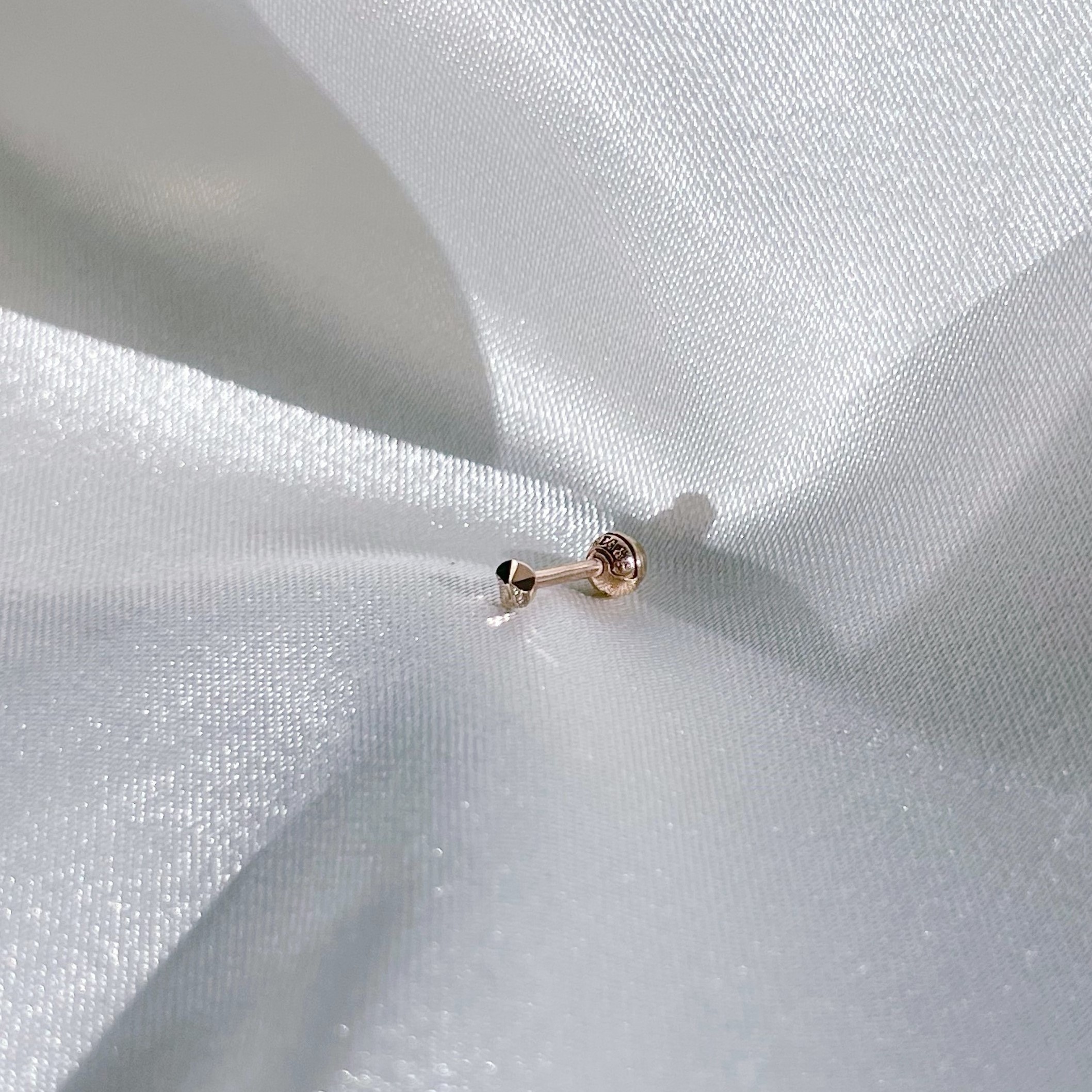 14K Single Shine oblate轉珠耳環