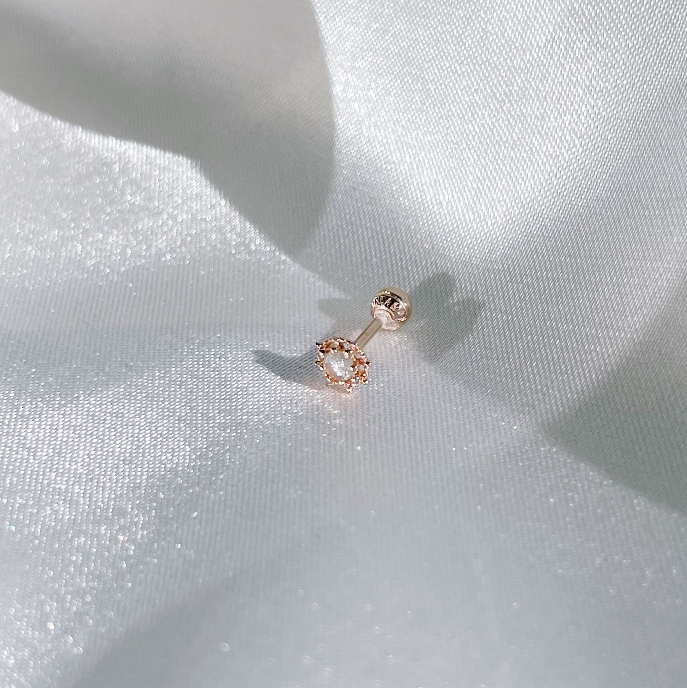 14K萬花筒灰鑽原礦轉珠耳環