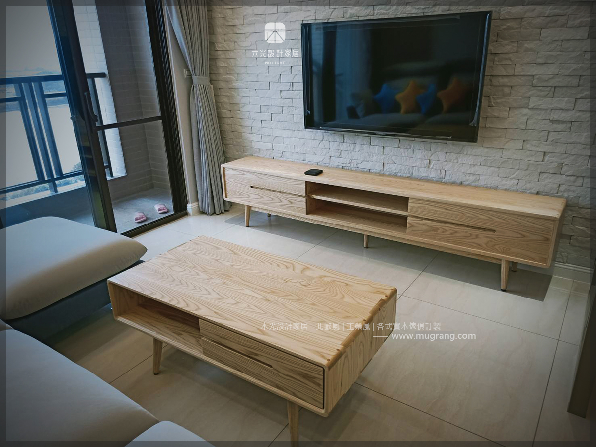 北歐梣木簡約抽屜電視櫃(可訂製)