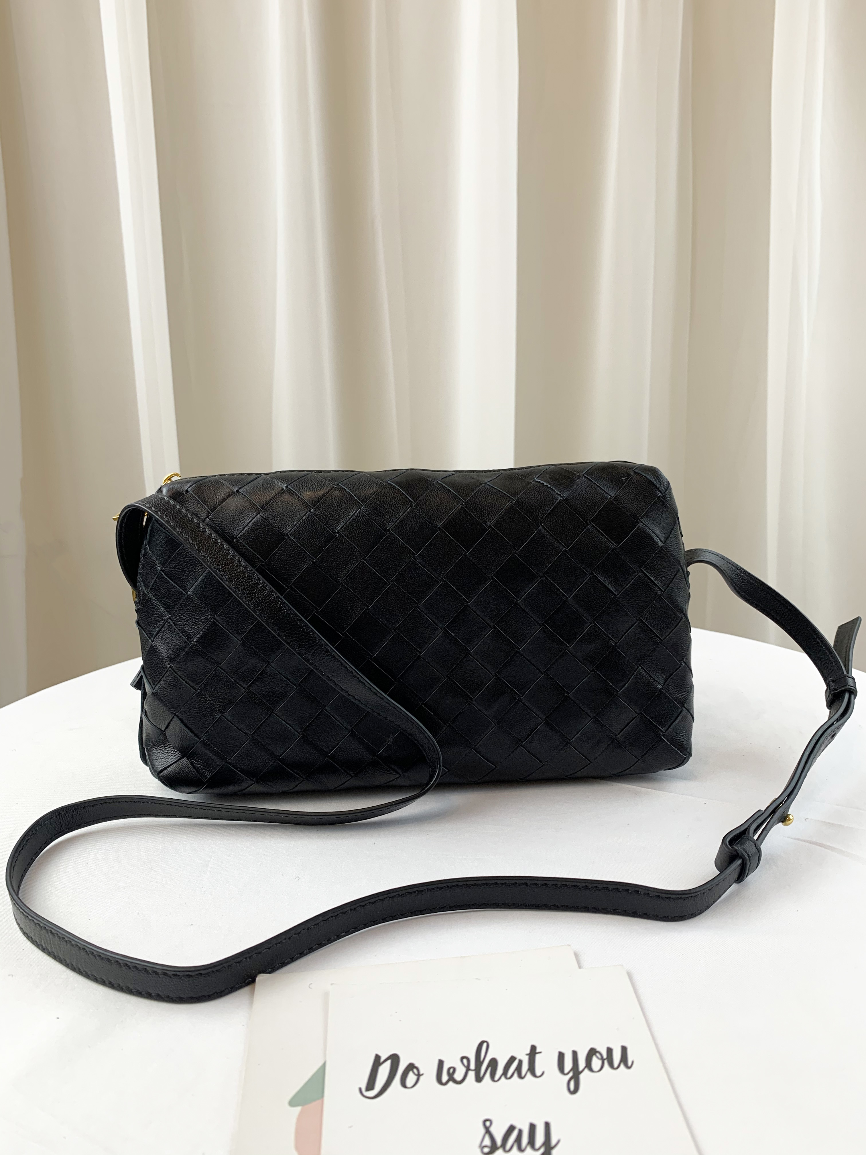 經典黑 編織真皮牛皮側背包 / 手拿包 #SM-2990