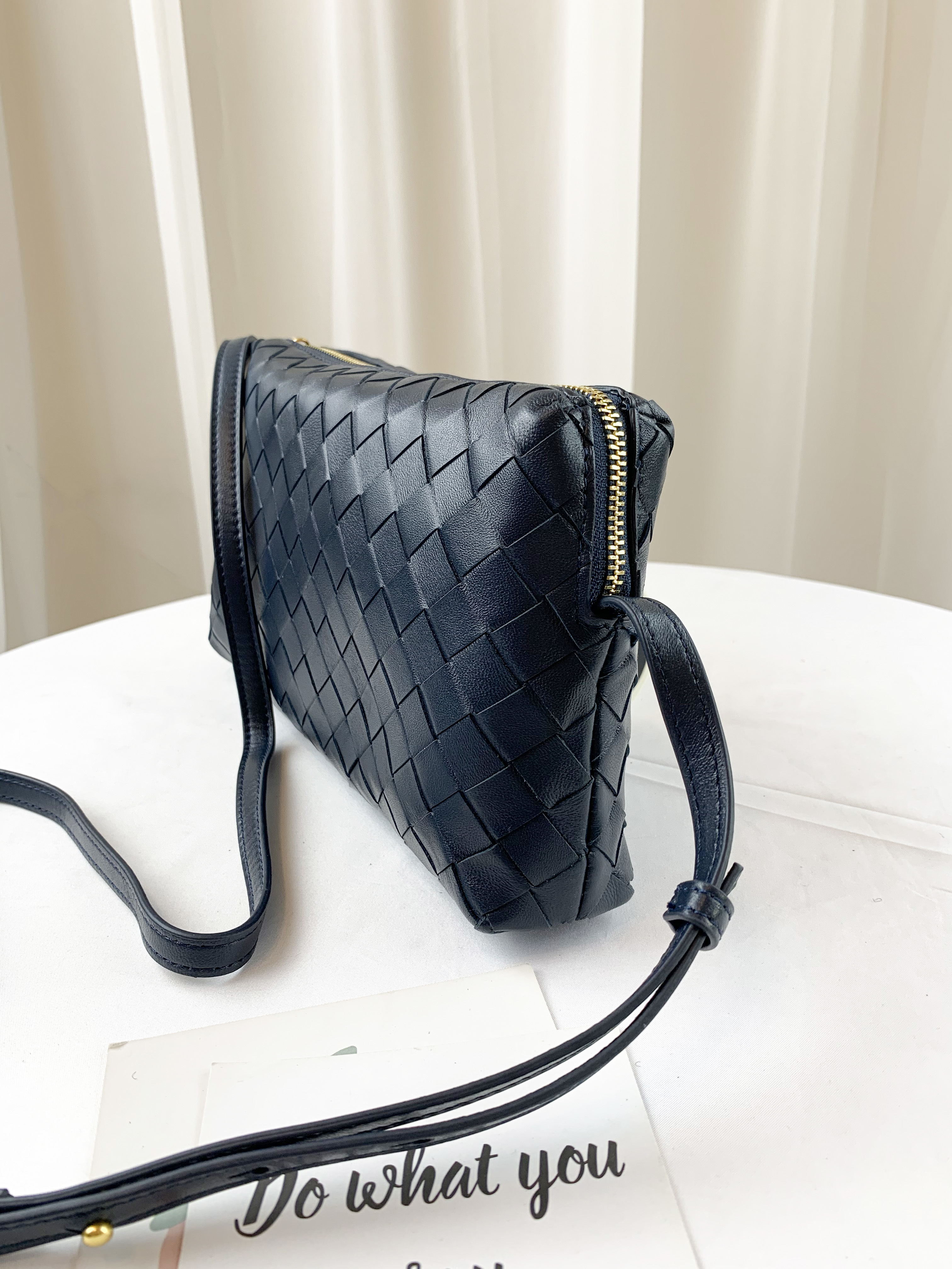 藏青藍 編織真皮牛皮側背包 / 手拿包 #SM-2990