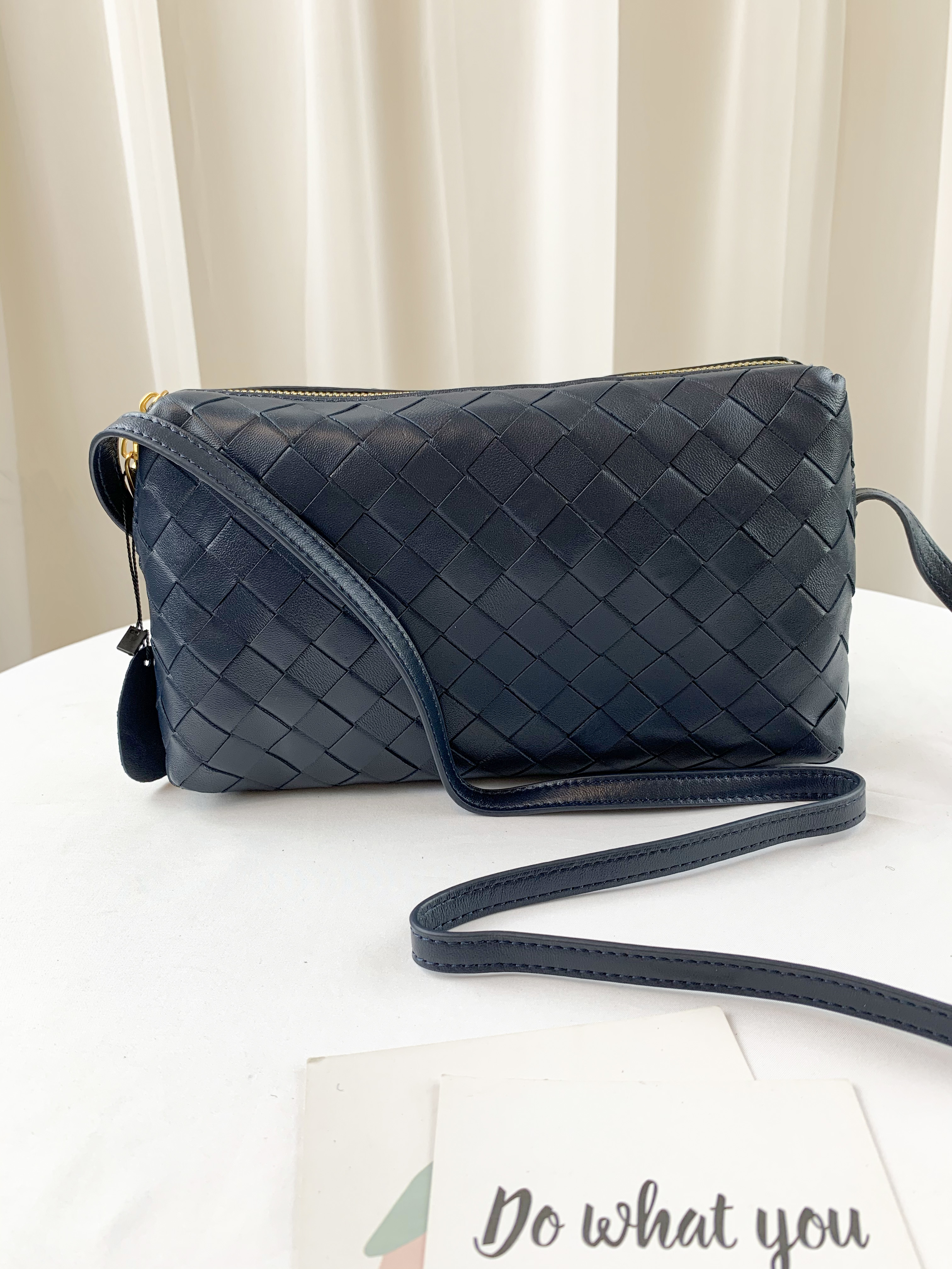 藏青藍 編織真皮牛皮側背包 / 手拿包 #SM-2990