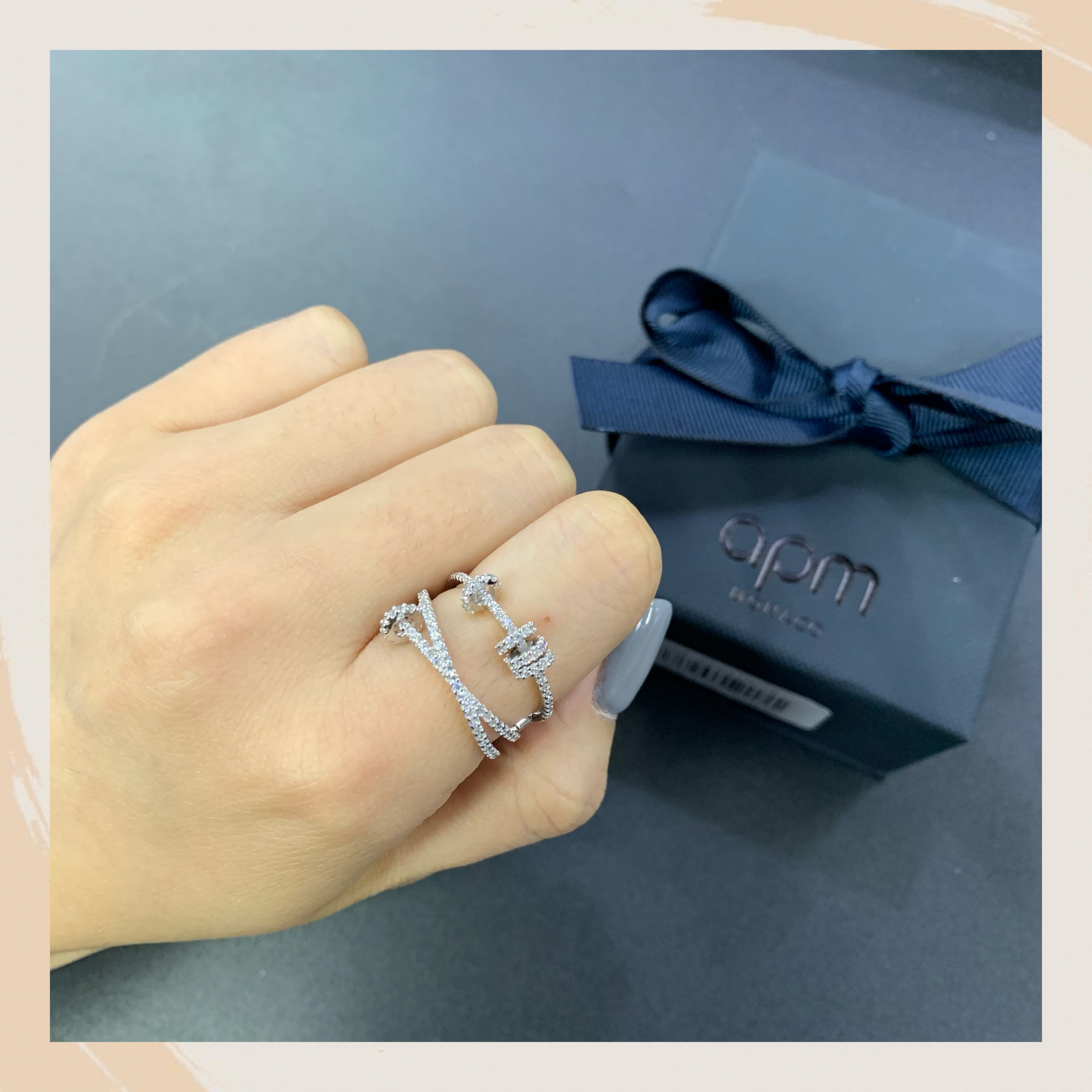 【名牌代購】APM Monaco Triple Ring With Sliding Hoops - Silver