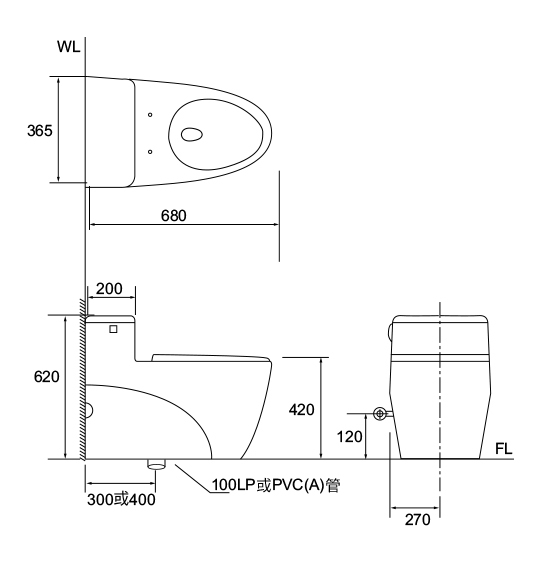摩登 二段式超省水單體馬桶 C-5206-30/40cm｜原廠保固一年｜噴射虹吸式｜抗汙釉面｜緩降馬桶蓋