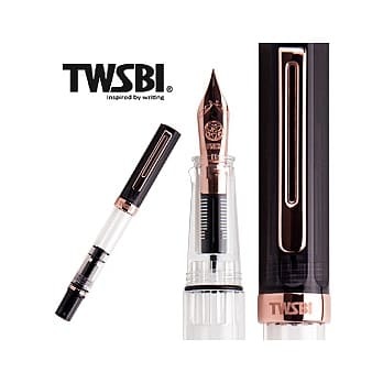 三文堂 ECO 活塞上墨式鋼筆 黑色玫瑰金