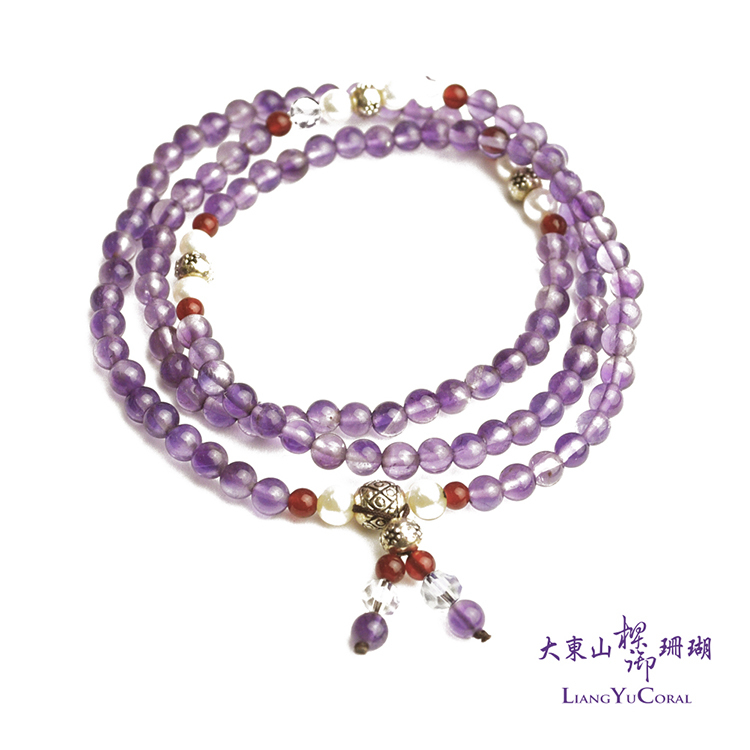 紫水晶　片手念珠 片手念珠24玉 紫水晶黄水晶 ＜ 甲州貴石【オンラインショップ