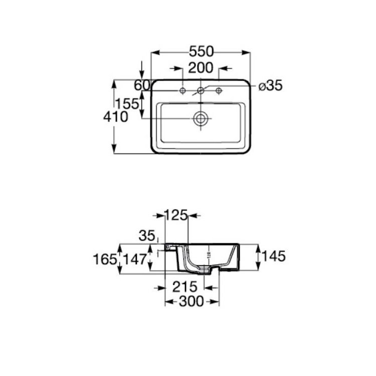 Roca "The Gap" 32747P00C Semi-recessed washbasin