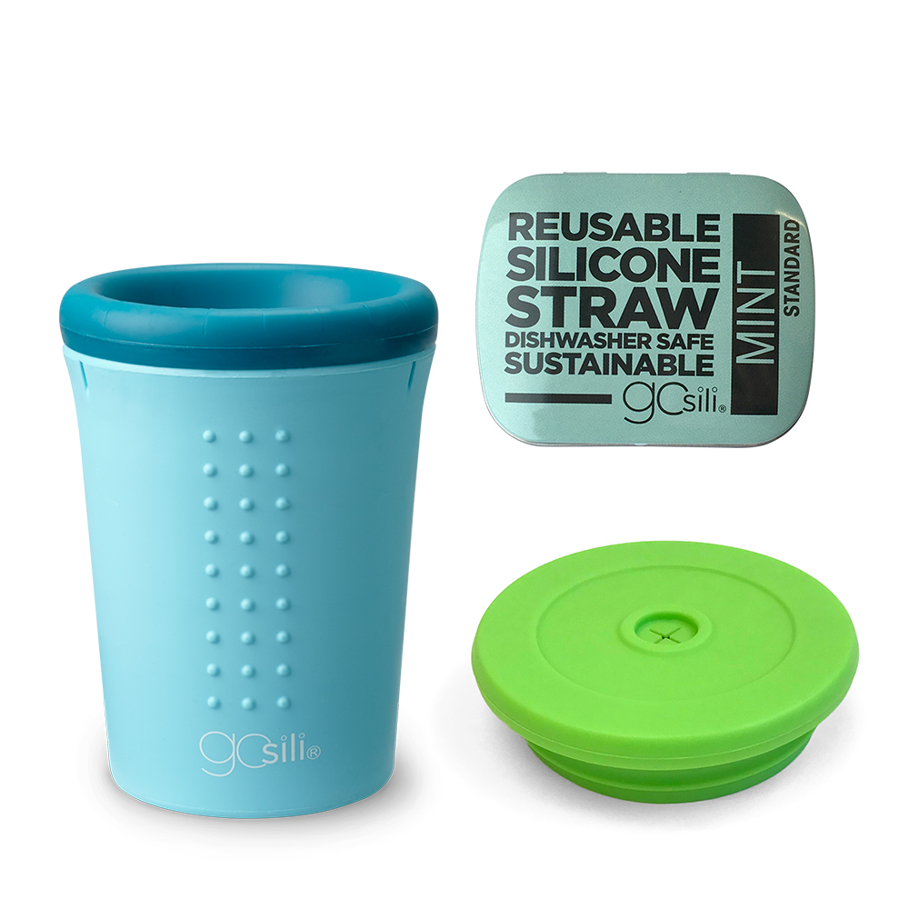 【7折優惠組合】 美國GoSili ❚ +Oh Cup 360度防漏神奇水杯+ 吸管口袋組 +杯蓋