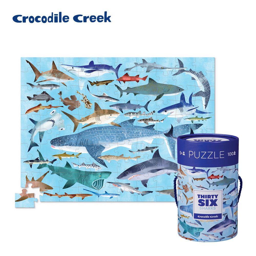 美國Crocodile Creek 生物主題學習桶裝拼圖-多款任選