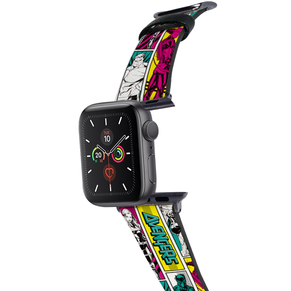 Marvel-Apple Watch錶帶-皮革系列-彩色漫畫風 Avengers