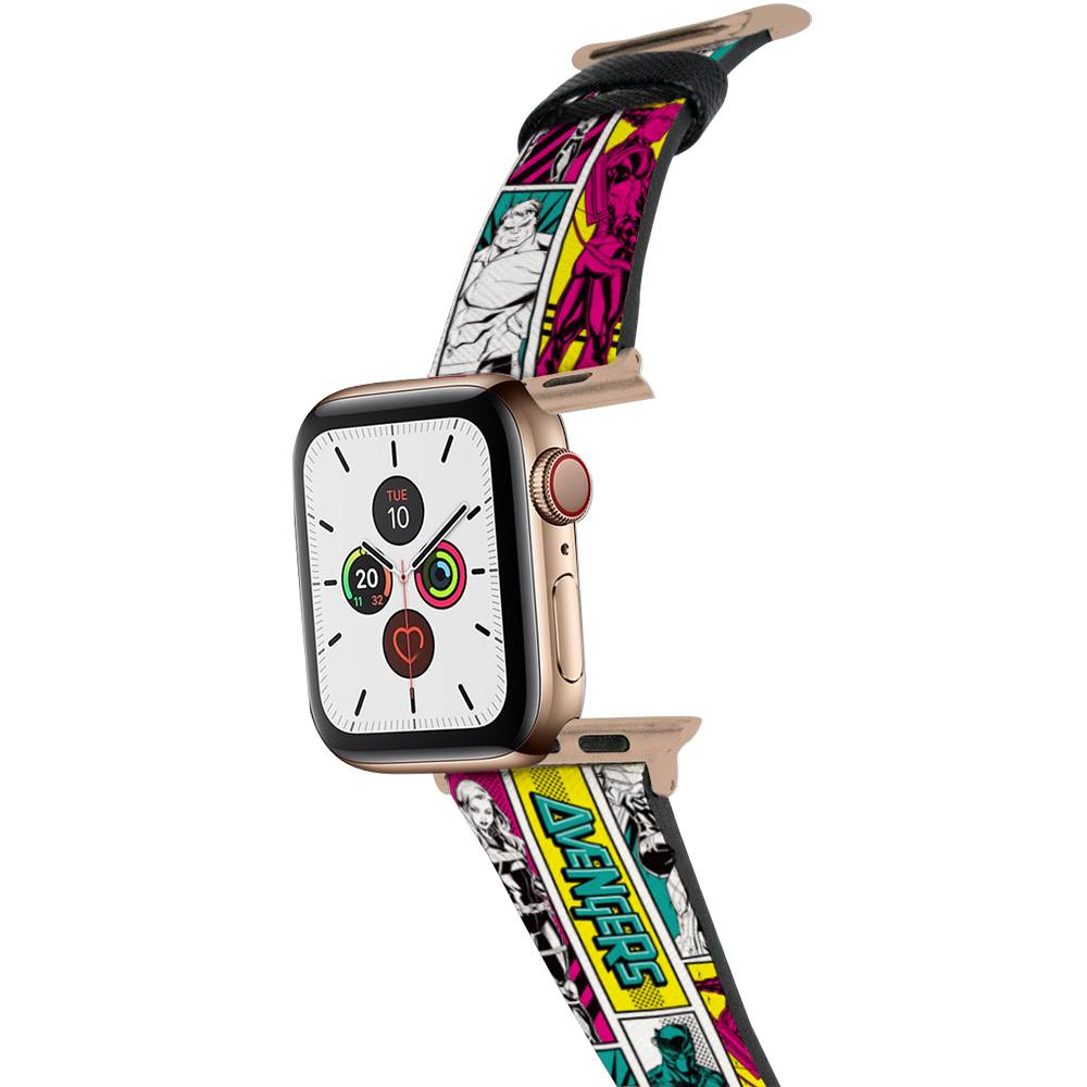 Marvel-Apple Watch錶帶-皮革系列-彩色漫畫風 Avengers