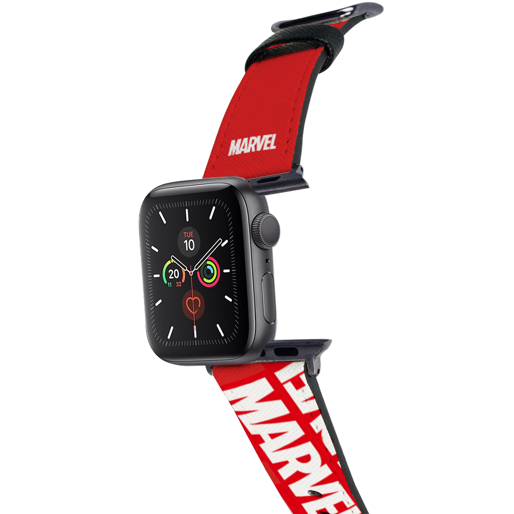 Marvel-Apple Watch Band-Leather Series-Red Marvel Logo