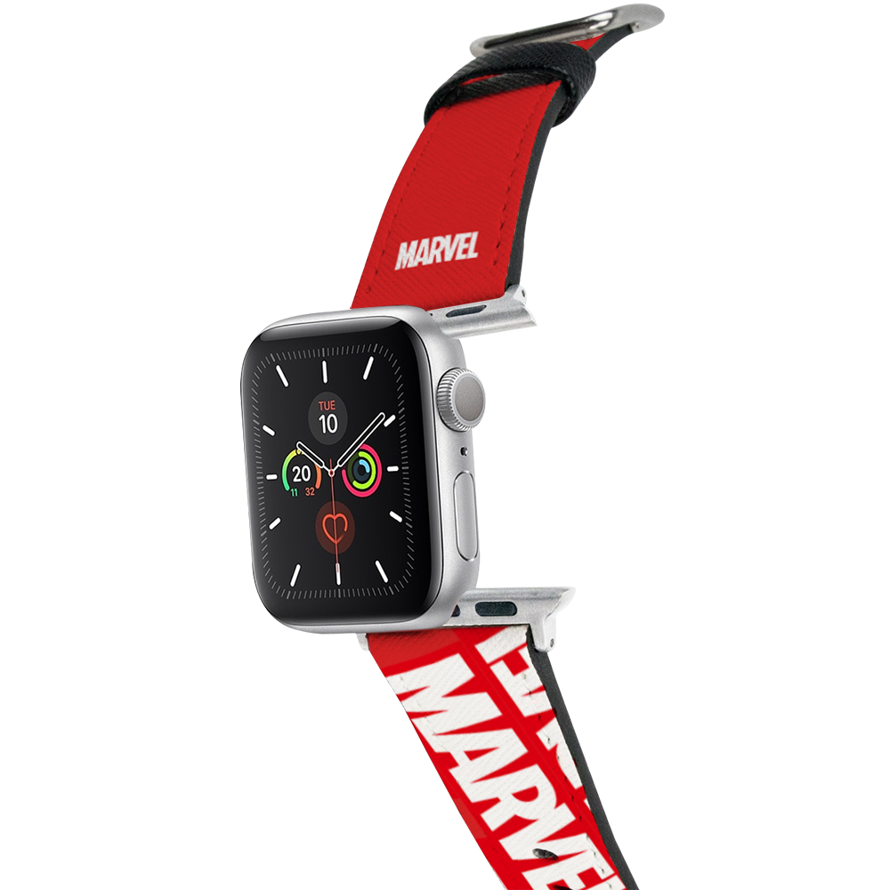 Marvel-Apple Watch Band-Leather Series-Red Marvel Logo