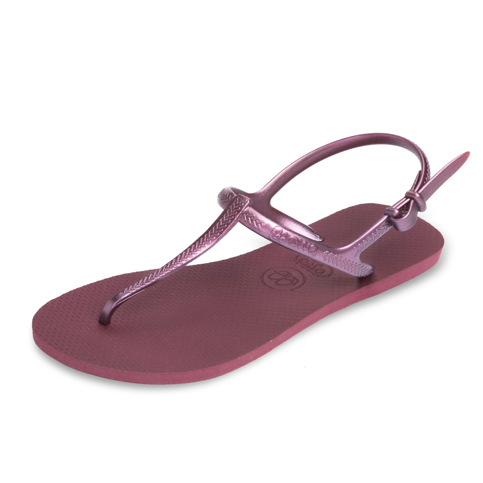 女款綁帶T字涼鞋 經典素色 葡酒紅 腳型修長款