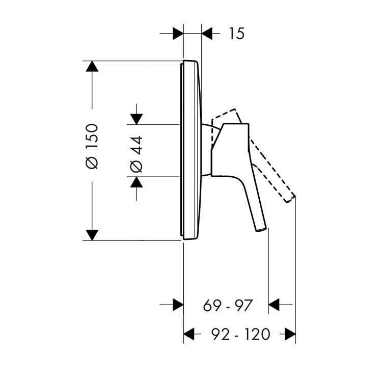 hansgrohe Talis S 72605, -000 + 01800, -180 Single lever shower mixer for concealed installation