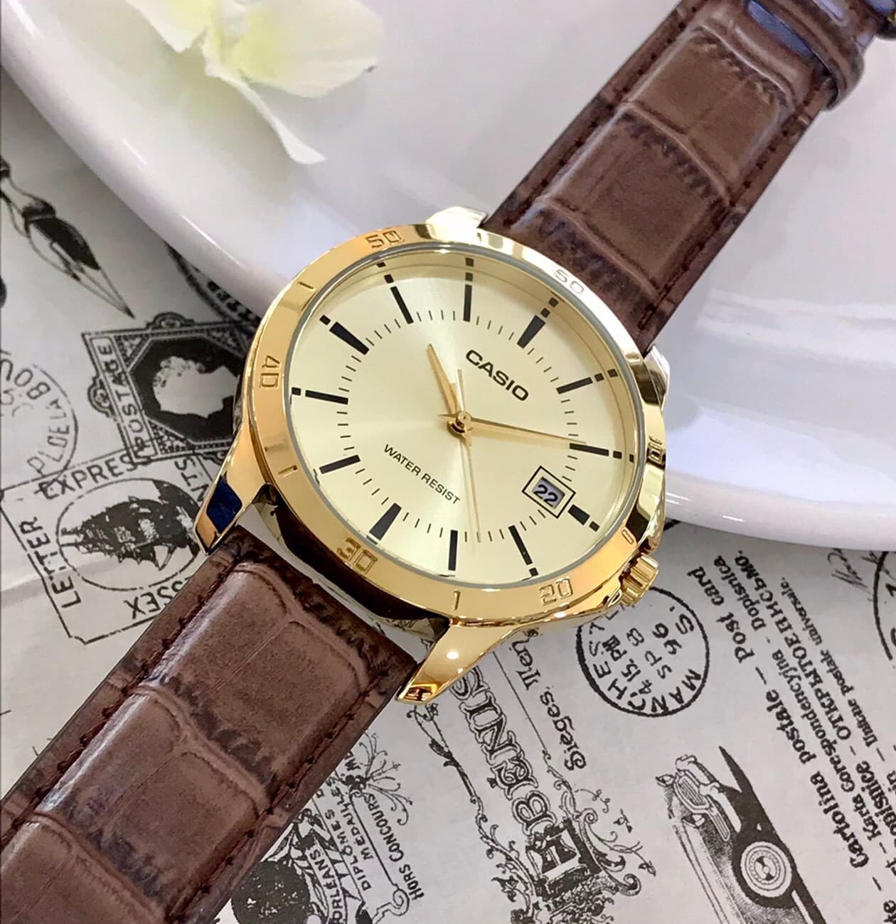 【CASIO 卡西歐】時尚經典羅馬指針日期皮帶錶 MTP-V004GL-9A(41mm)/ LTP-V004GL-9A (30mm) 現代鐘錶