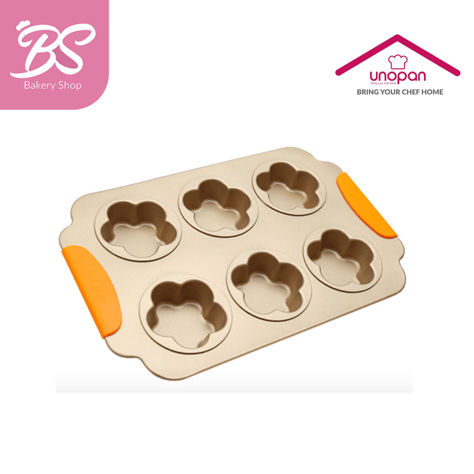 【Unopan 6 Cups Blossom Pan Mould】 Non-stick Tray Bakeware Muffin Tart 6连梅花模具 UN11026