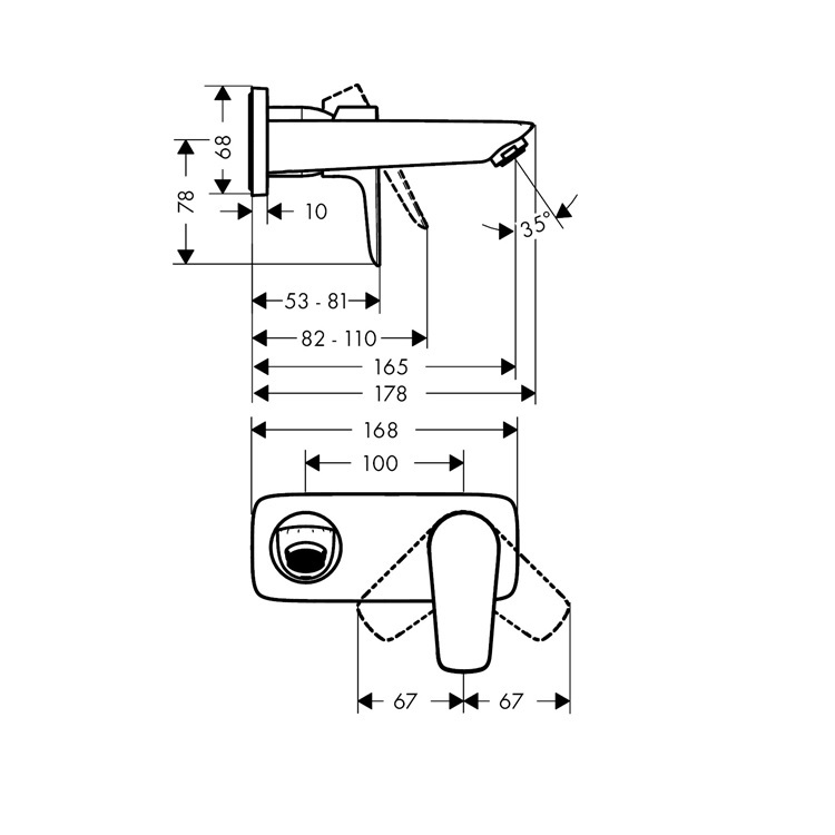 hansgrohe Talis E 71732, -000 + 13622, -180 Single lever basin mixer for concealed installation wall-mounted with spout 16.5 cm - GA Approval