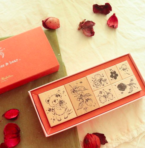 秋日野花莓印章組7入 喵大Meow Illustration