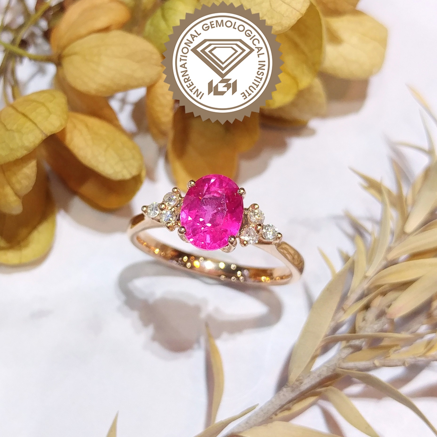 18K Rose Gold 1.63ct Sapphire and Diamond Ring