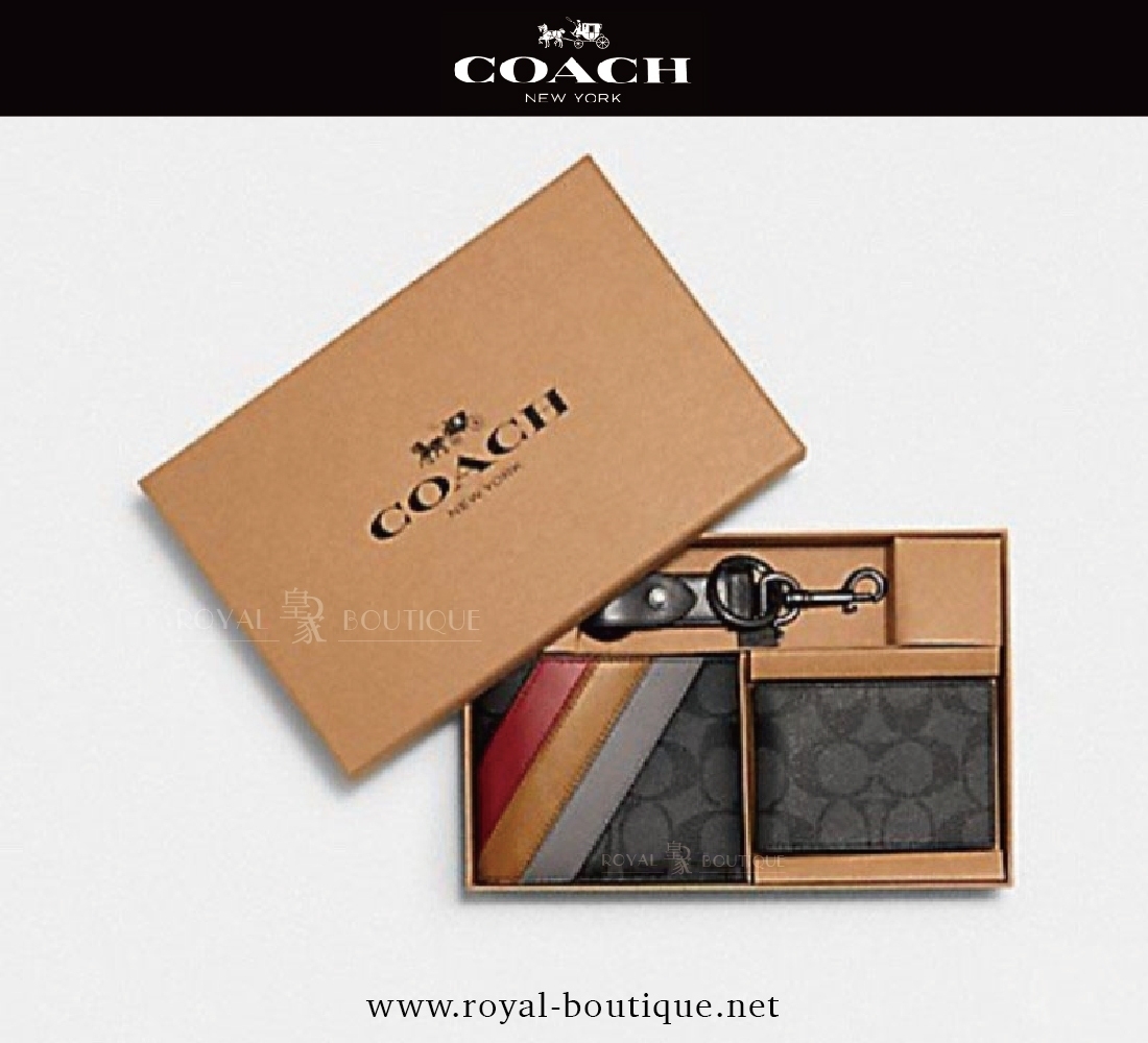 COACH 限量款撞色拼接三件禮盒組