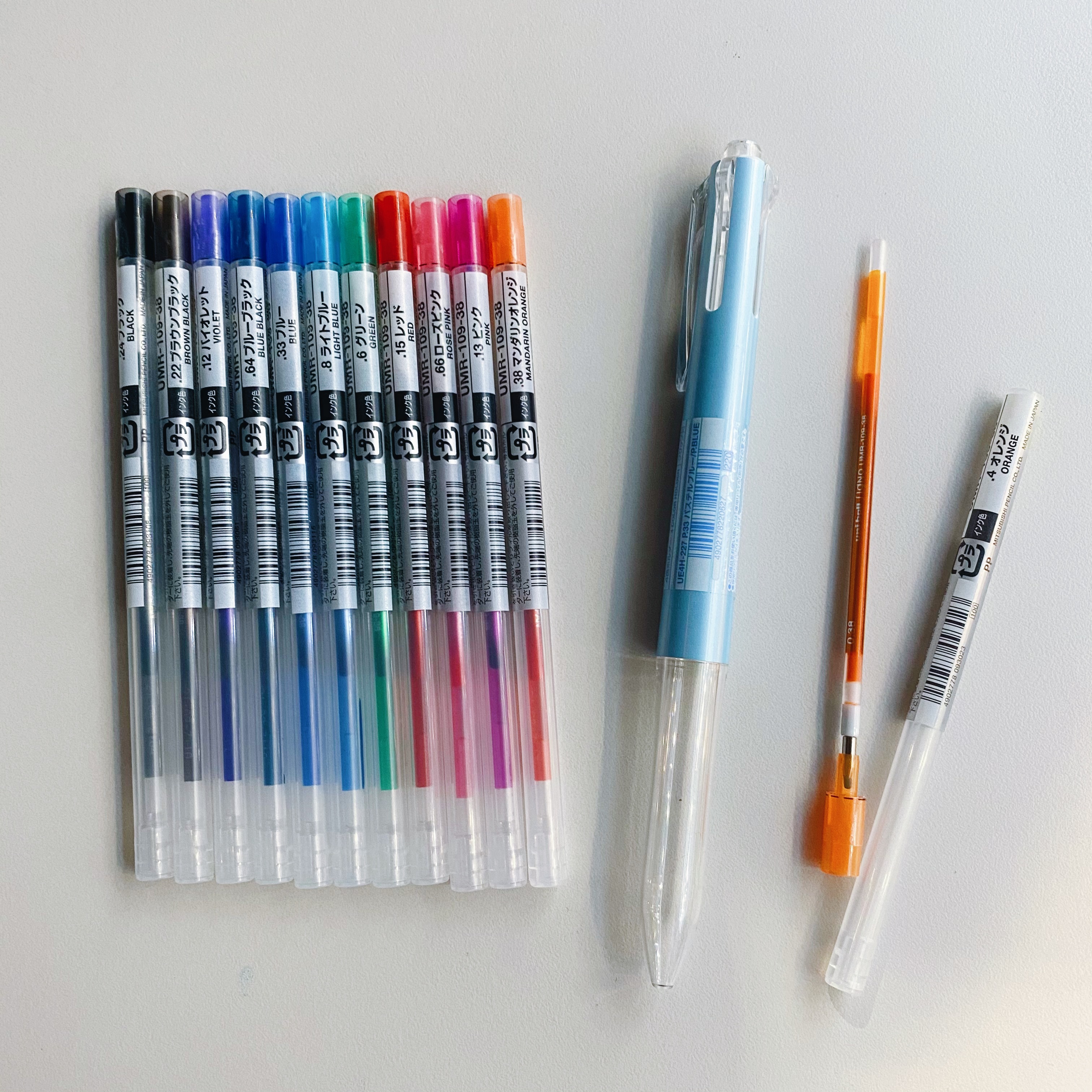 Uni Stylefit Gel Pen Refill - 0.38mm Blue Black Ink Cartridge