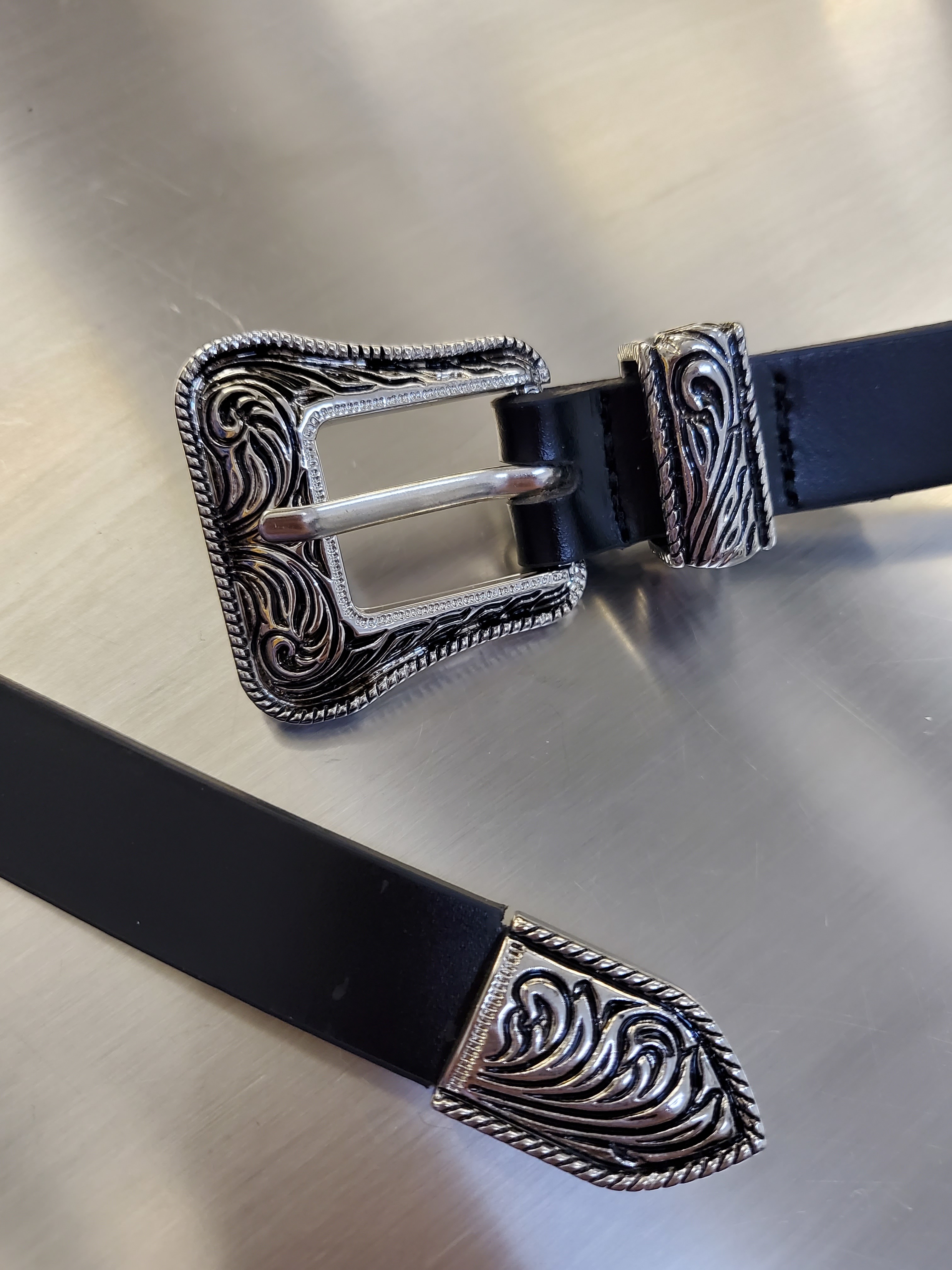 銀扣真皮皮帶 A0002