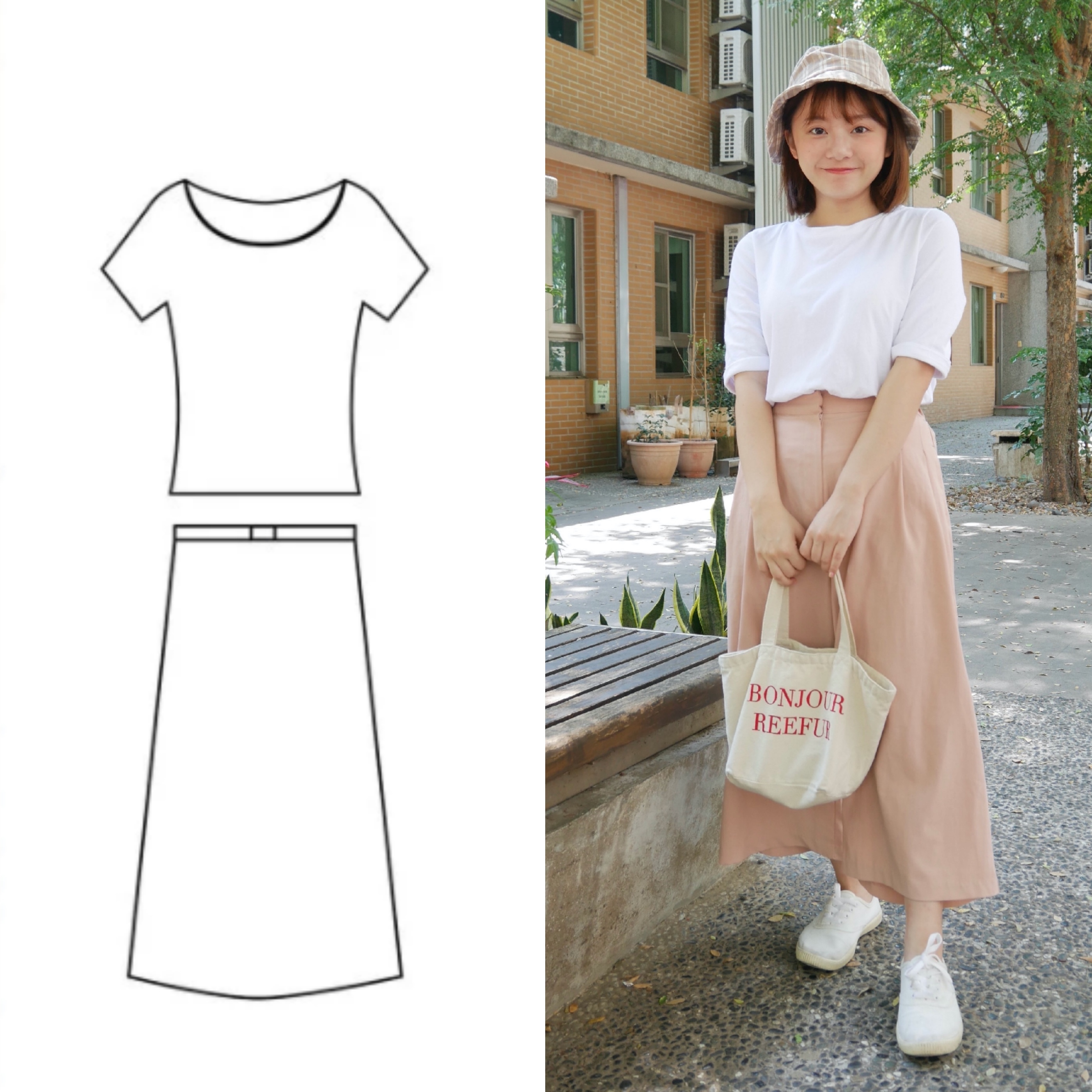 甜美鄰家白t穿搭（女）
