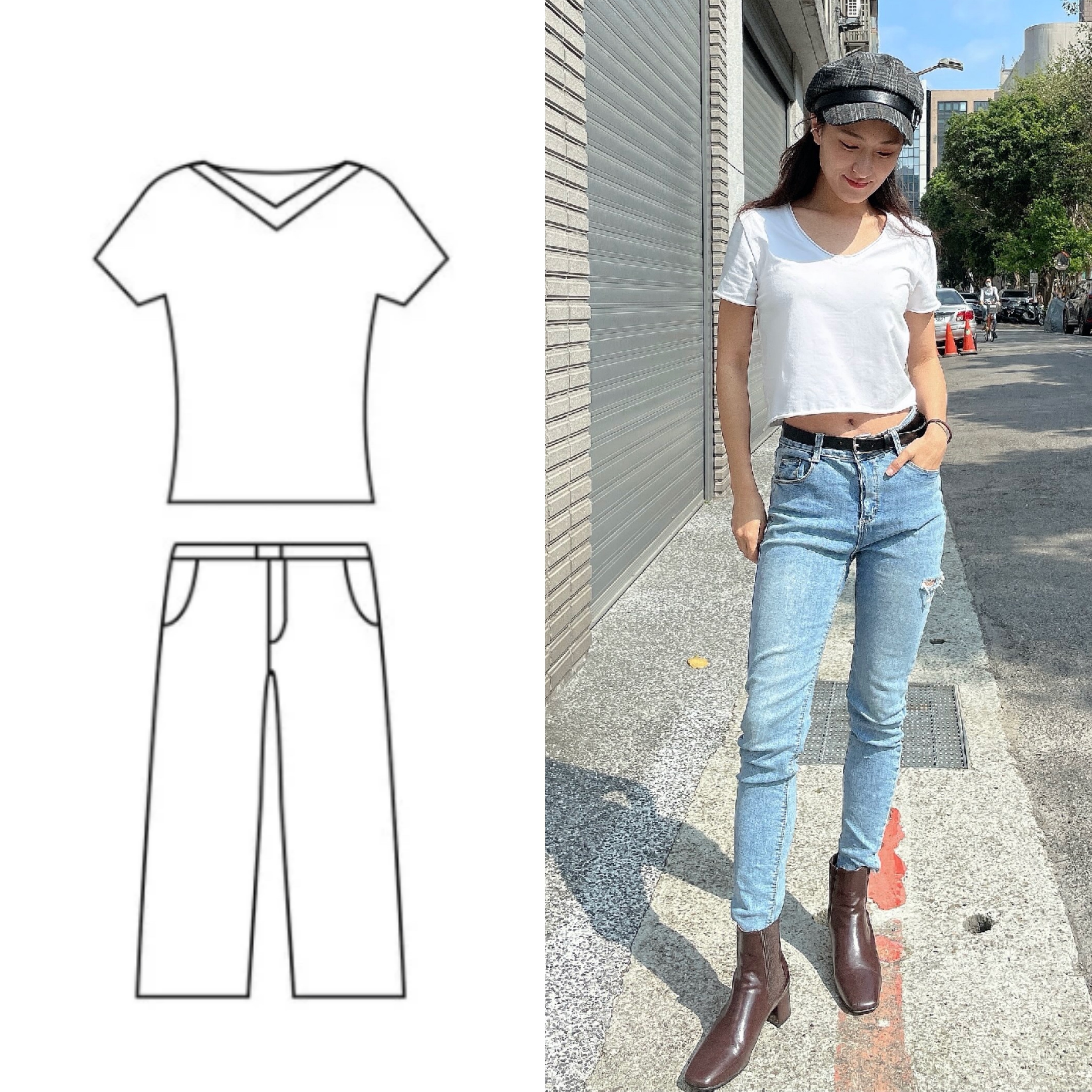 簡單率性白t穿搭（女）