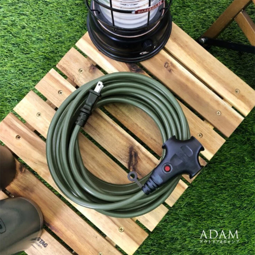 ADAMOUTDOOR 戶外延長動力線 軍綠色