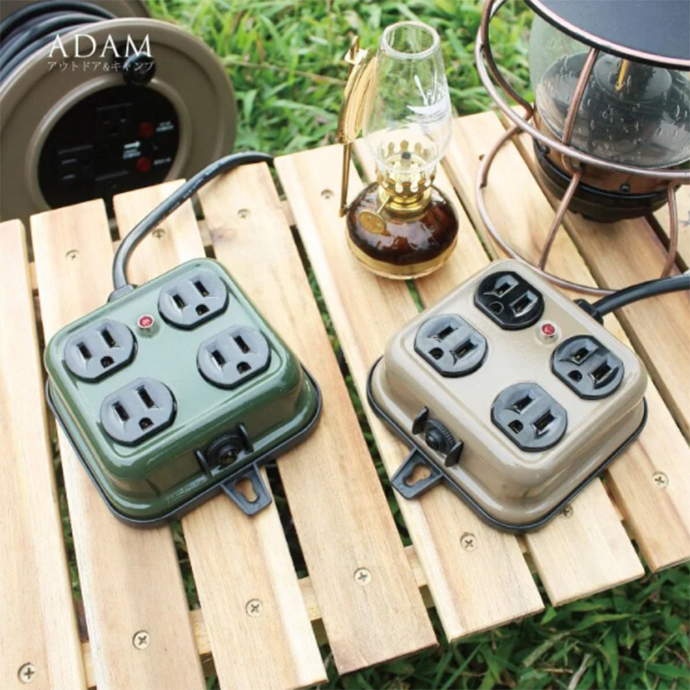 ADAM 金屬4座延長線 軍綠色