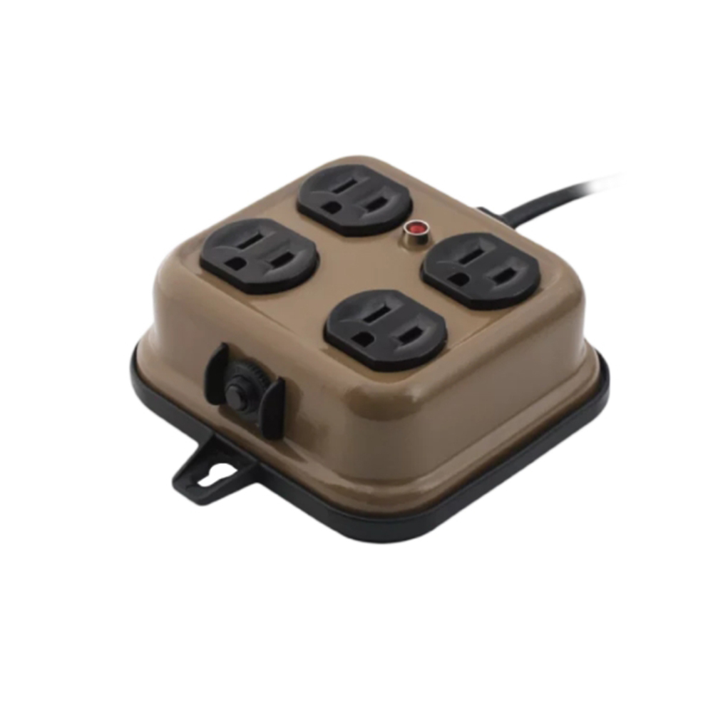 ADAMOUTDOOR 金屬4座延長線 沙色