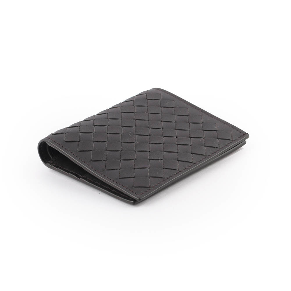 【BOTTEGA VENETA】小牛皮編織對開6卡短夾