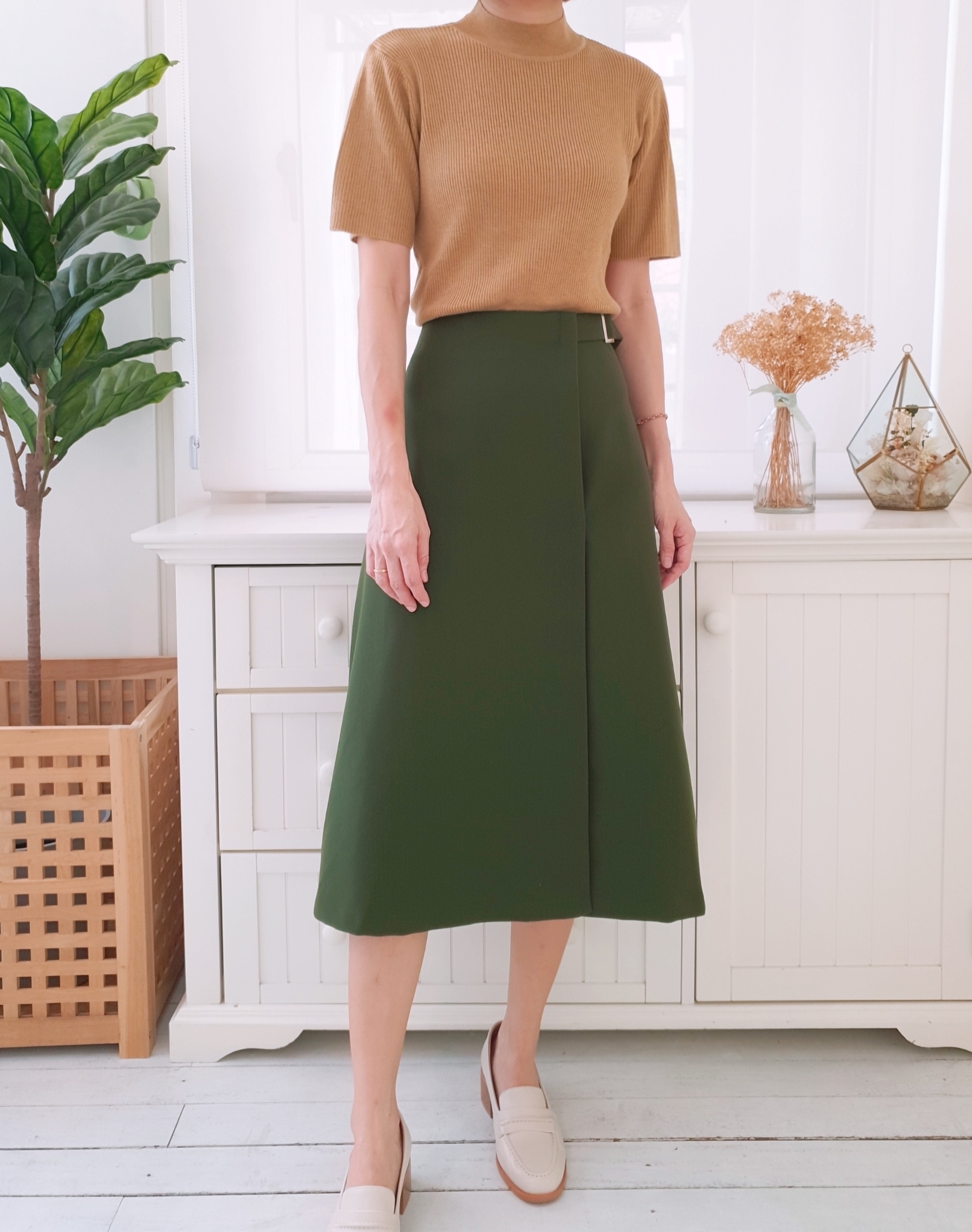 BUCKLE BELTED WRAP ALINE SKIRT