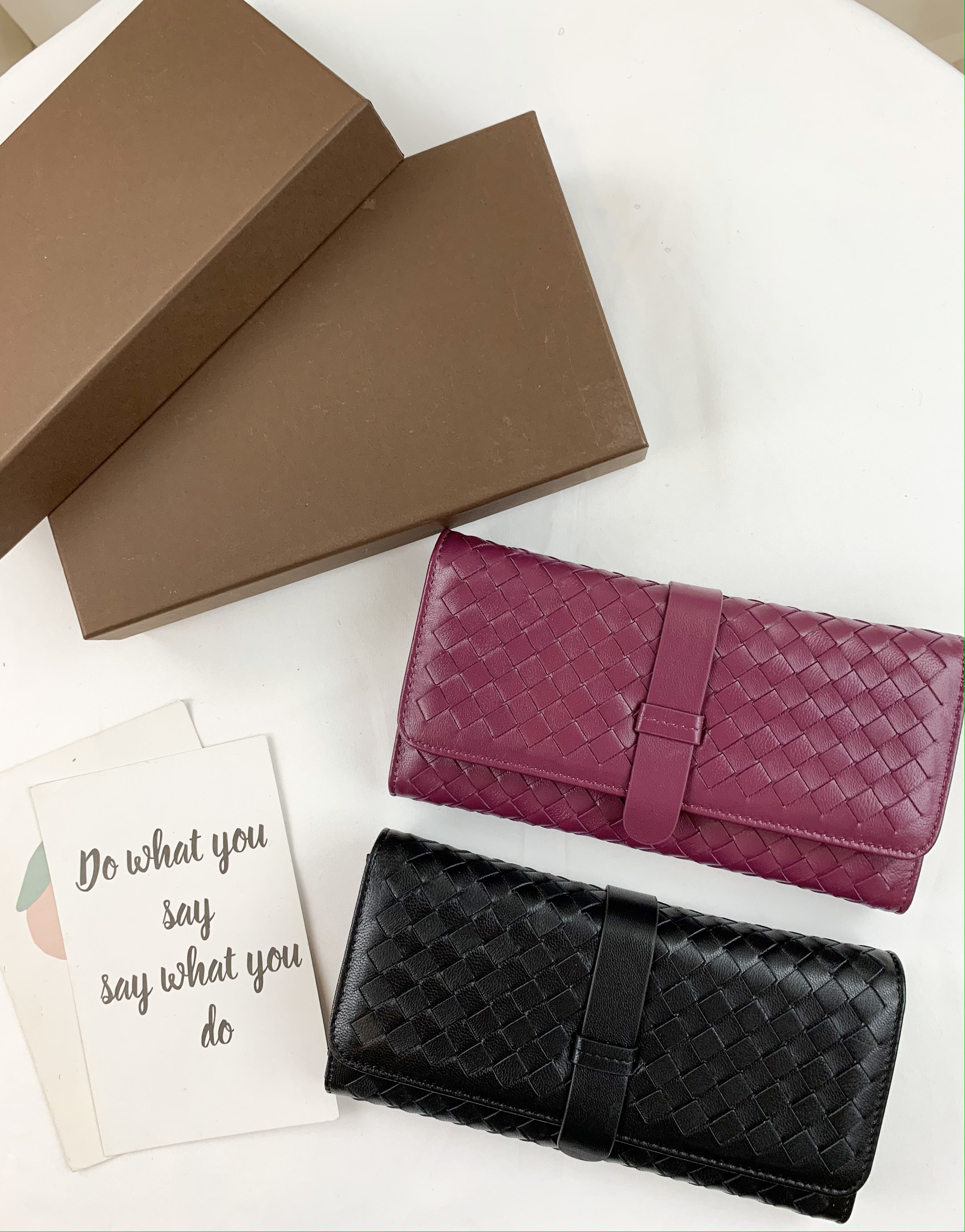 編織真皮牛皮翻蓋長夾  #SM-1839