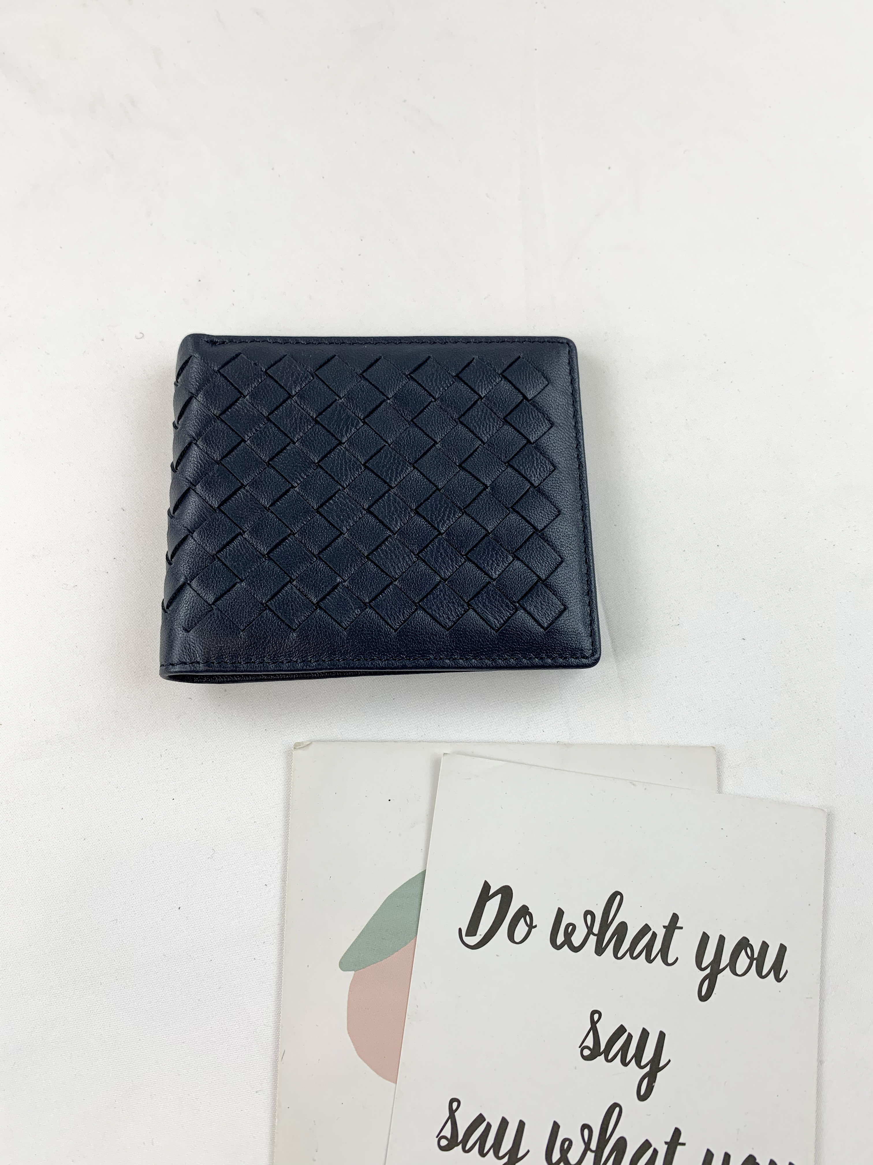 編織牛皮兩折短夾  #SM-1801