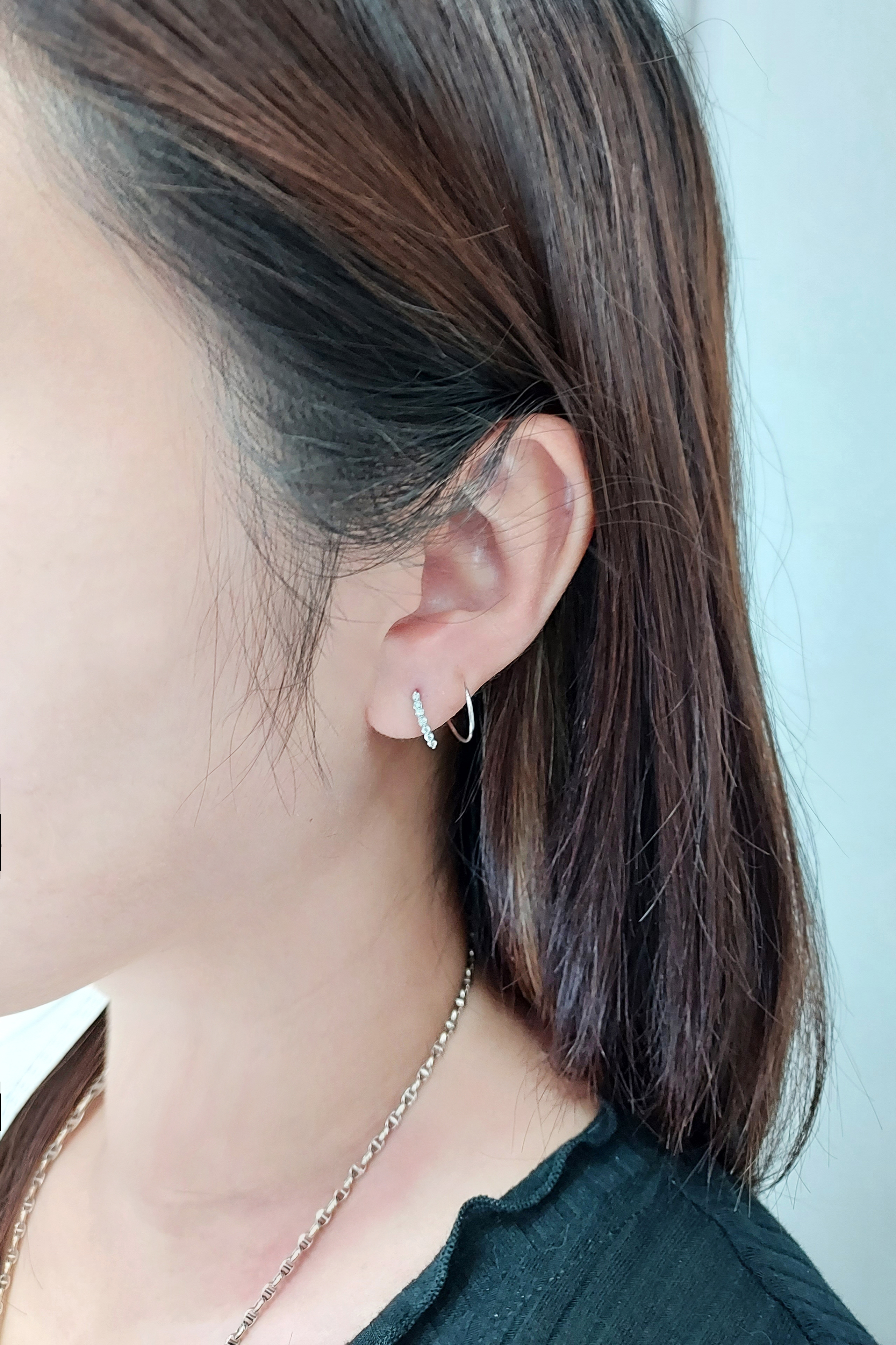 18k白金天然鑽石耳環