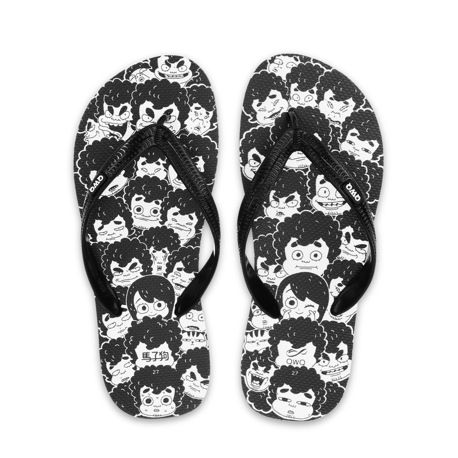 馬子狗 馬子狗們 男款粗帶人字夾腳拖鞋 曜石黑