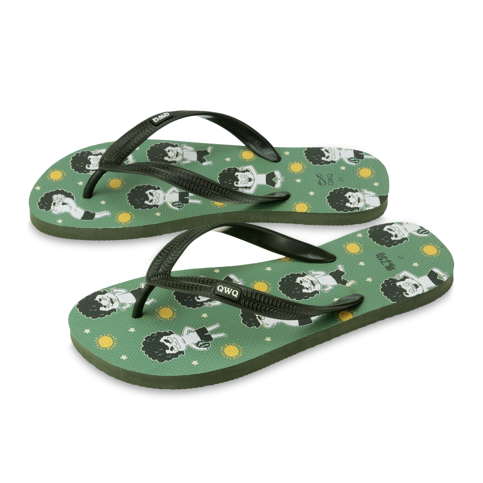 馬子狗 夏日馬子狗 男款粗帶人字夾腳拖鞋 夜幕綠