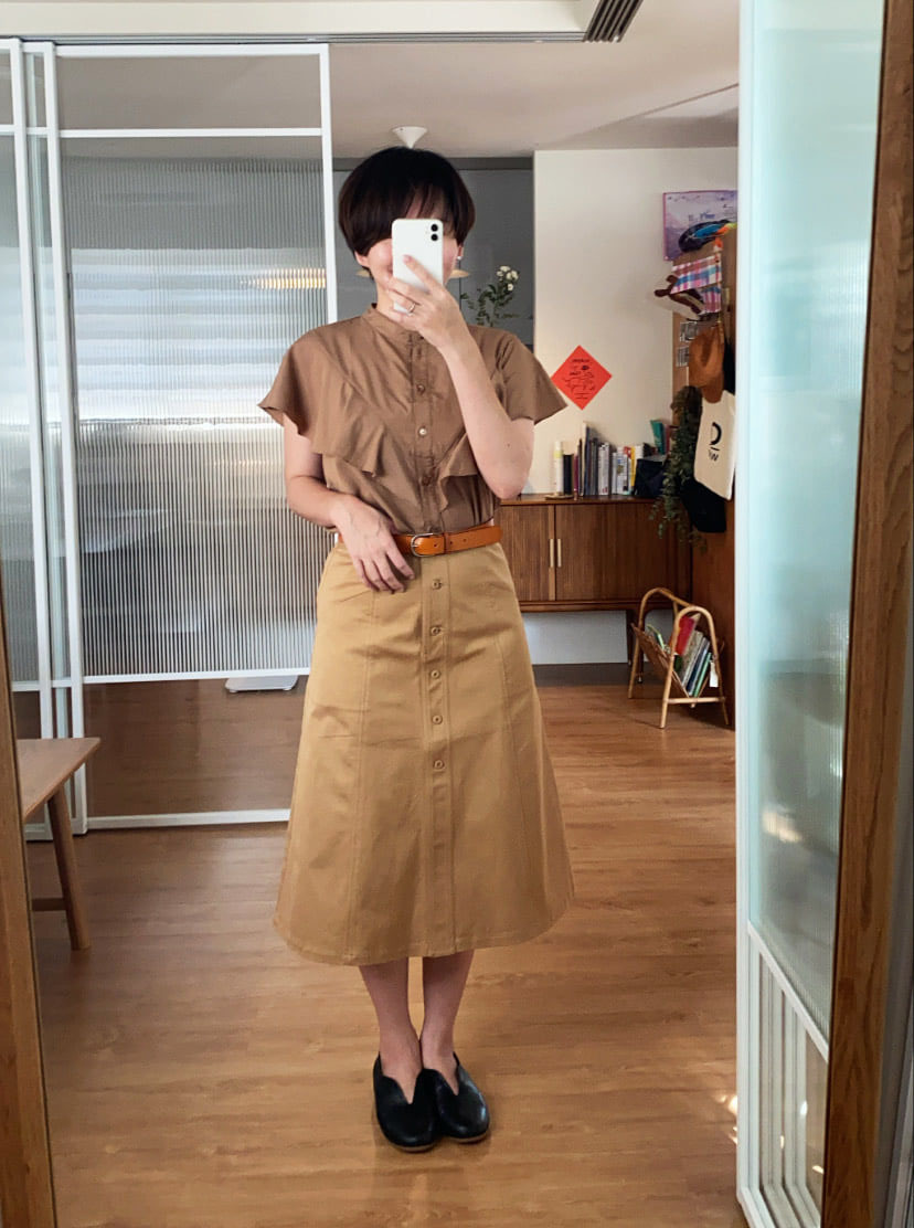 隆子的波浪開襟上衣-可可