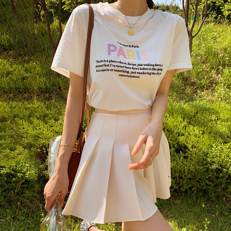 LONDON🌼PARIS刺繡短T (黑/紅)