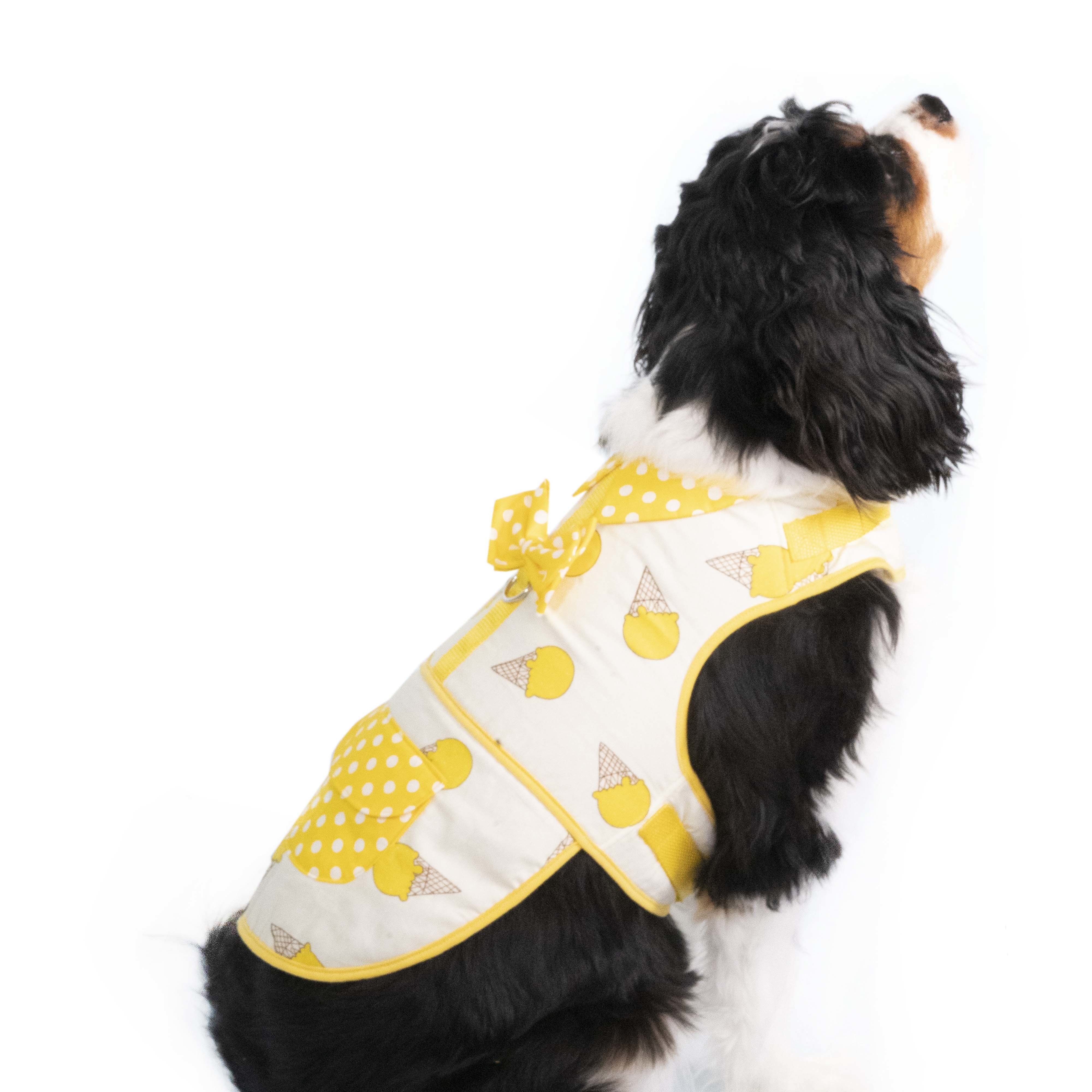 Lemon Ice Cream Polka Dot Harness Vest (excluded Dog Leash)