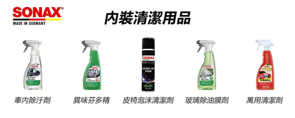 汽車內裝清潔時會使用到的物品