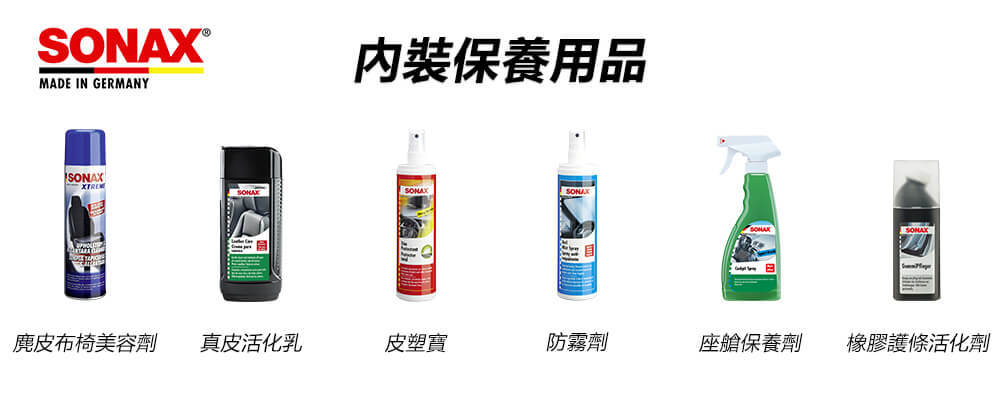 汽車內裝保養時會用到的物品