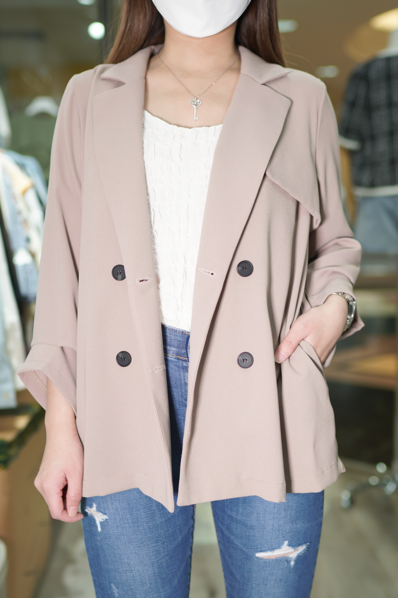 摺袖孖襟款外套(99193)